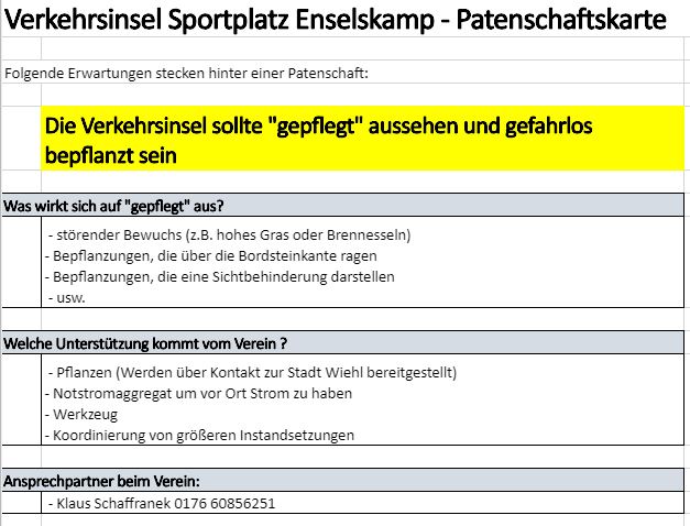 Patenschaftskarte Verkehrsinsel